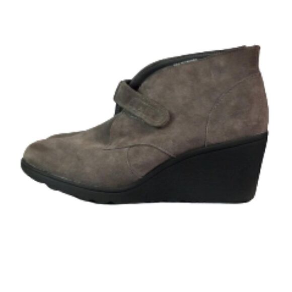 White Mountain Gray Suede Wedge Ankle Boots - Picture 6 of 11